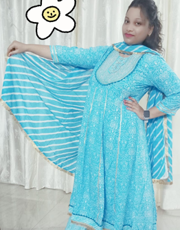 JAIPURI BLUE ANARKALI