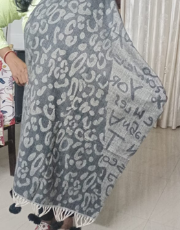 Dark Greyish Black Rabbit Wool Stole