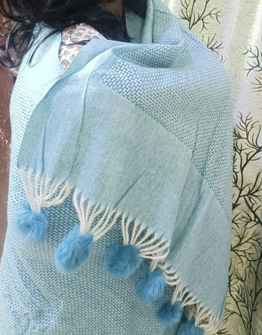 Check Style Weaving Sky Blue Warm