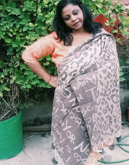 Gray Warm With Pom-Pom Stole