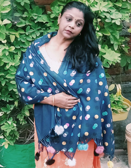 Nevy Blue Polka Dots Warm Girlish Stole